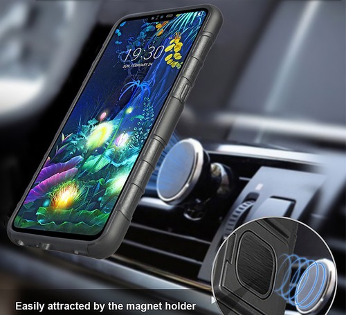 Black Magnet Grip Case Cover Stand + Belt Clip Holster for LG V50 ThinQ (2019) - Picture 5 of 11