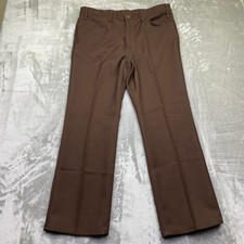 VTG Levi's Action Slacks Men Brown Dacron Polyester Dress Pant Sz 38 Fit 36" USA