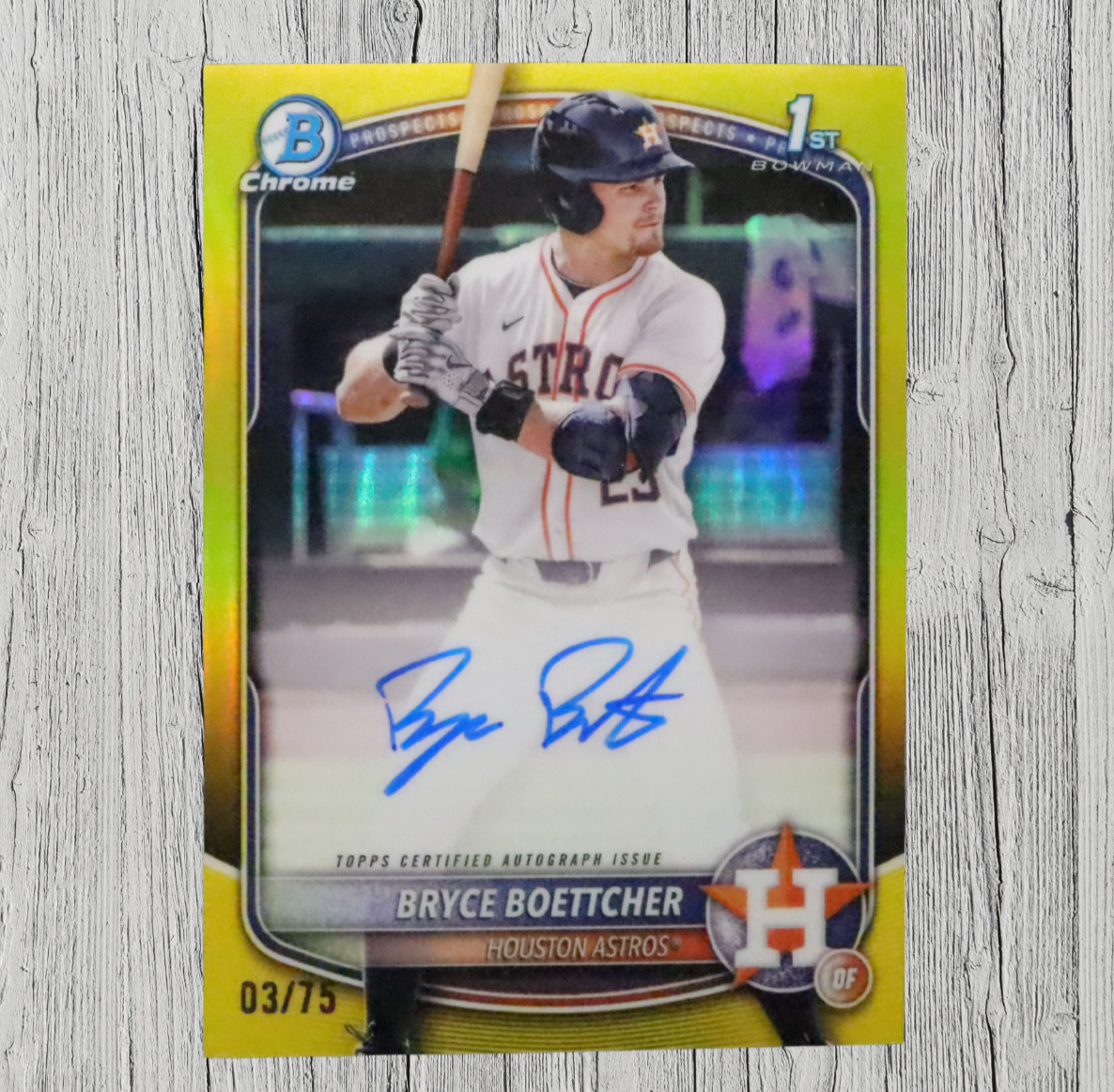 2025 Bowman Chrome Bryce Boettcher 1st Yellow Refractor Auto 02/75 Astros RC SP!