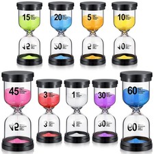Aoriher 9 Pieces Sand Timer Colorful Hourglass Sand Clock Timer 1/3/5/10/15/2...