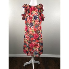 Vince Camuto Ruffle Dress Floral Print Women's Size 2 NEW