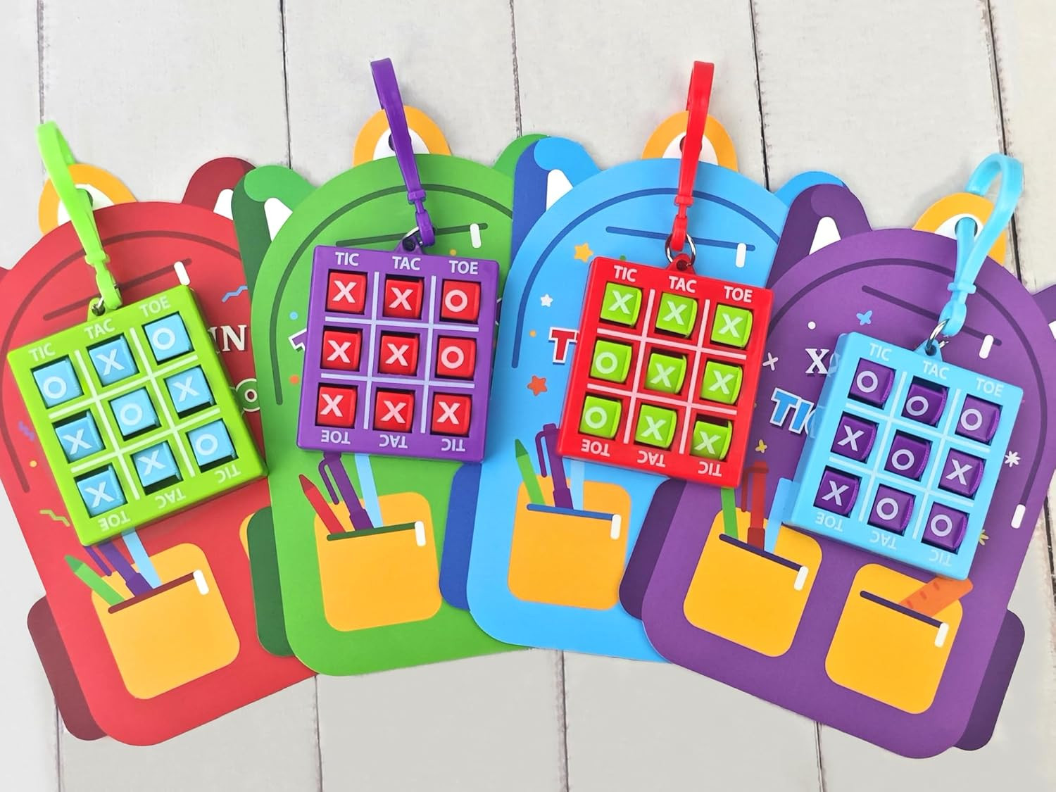 Valentines Tic Tac Toe Keychain with Gift Cards 28 PCS, Classroom School Exchang
