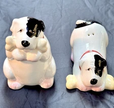 Clay Art Pair of Dogs Salt and Pepper Shakers Set Vtg Philippines