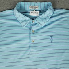 Peter Millar Polo Shirt Mens XL Blue Striped Summer Comfort Golf Short Sleeve