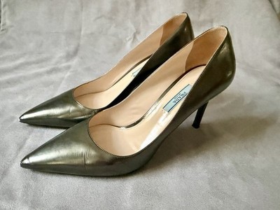 PRADA Pumps Damen Leder Gr. 39,5 Dunkelgrau
