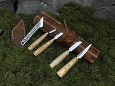 5-Piece Wood Carving Tools Set with Leather Roll Hand-Forged Chisels & Knives