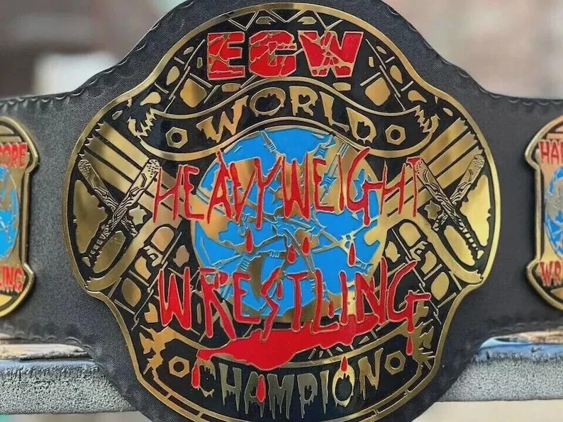 NUEVO E-C-W Campeonato Mundial de Lucha Peso Pesado Réplica Cinturón 2mm Latón Adulto Foto 3 de 4