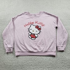 Hello Kitty Sweatshirt Womens Small Pink Crewneck Fleece Graphic Pullover Sanrio