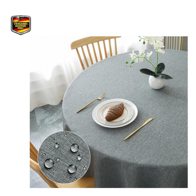 AooHome Tischdecke Rund 100cm Grau Leinenoptik Abwaschbar