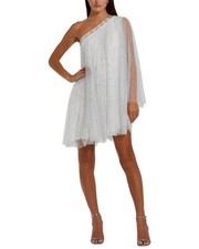 Mac Duggal One Shoulder Embellished Tulle Mini Dress Women's