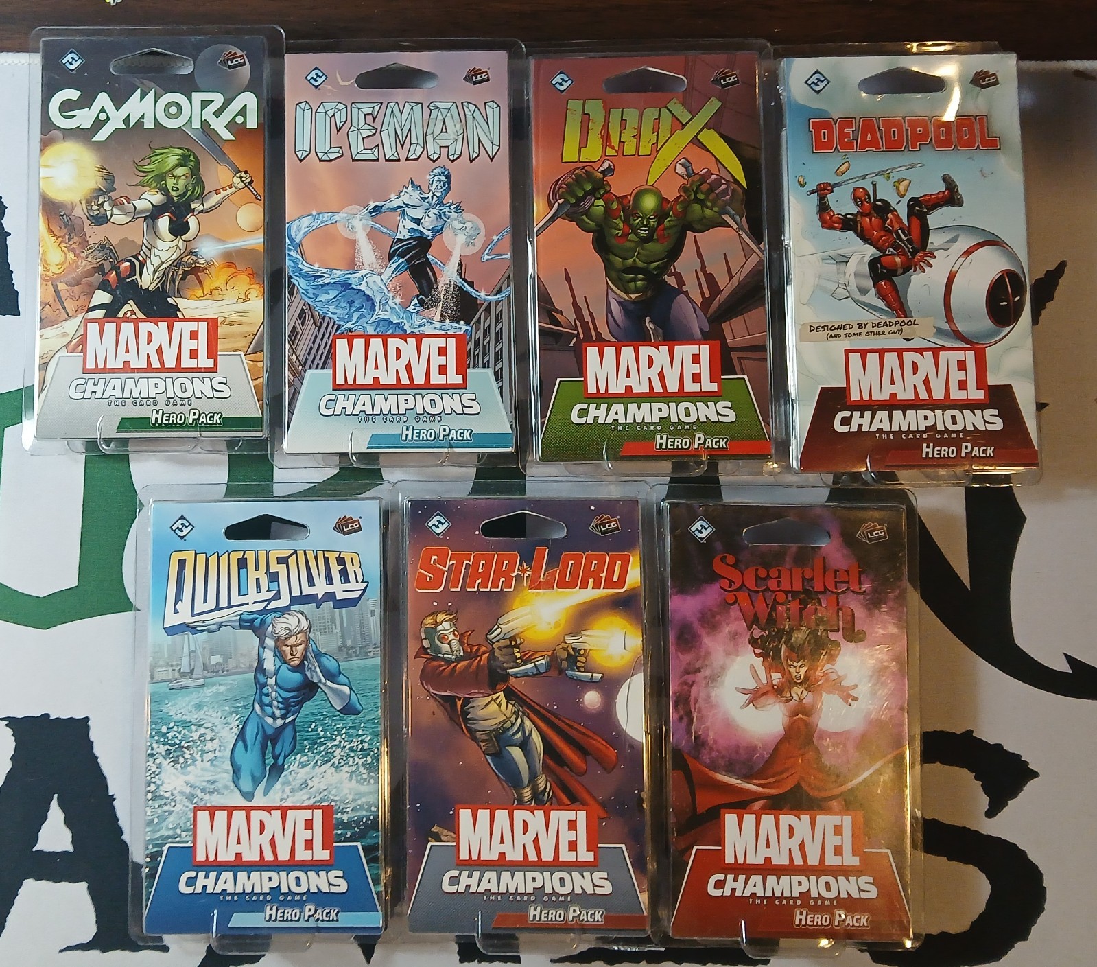 Marvel Champions  7 Hero Pack Lot Deadpool, Drax, Gamora, Iceman, Starlord + New