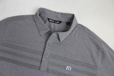 Mens L Large Travis Mathew Gray Golf Performance Athletic Polo Shirt Stretch