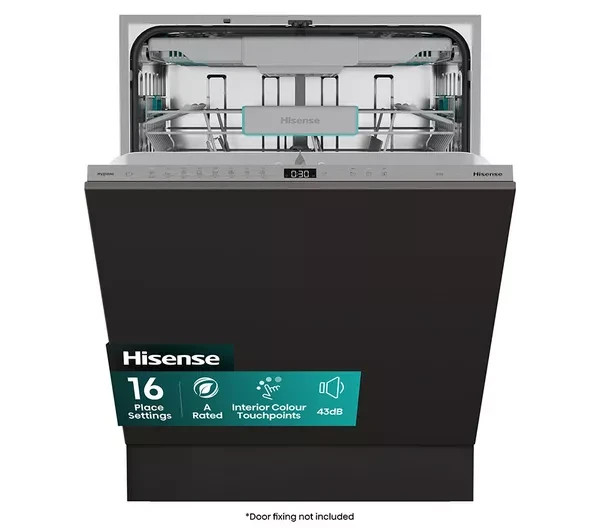 HISENSE HV16AUK 60 cm 16 Place Settings Full-Size Fully Integrated Dishwasher