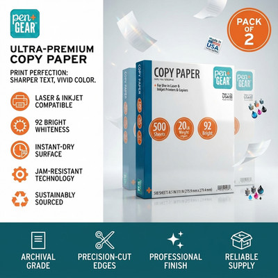 (2 pack) Pen+Gear Copy Paper, 8.5'' x 11'', 20 lb, White, 500 Sheets=Total 1,000