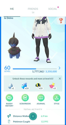 Pokémon Acc Go Random -  Ievel 60+, 30+ Shiny, 3M+ Stardust !