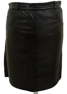Echtes Leder Women's Skirt Size M Black Short Lined Pockets 1/4 Zip Used