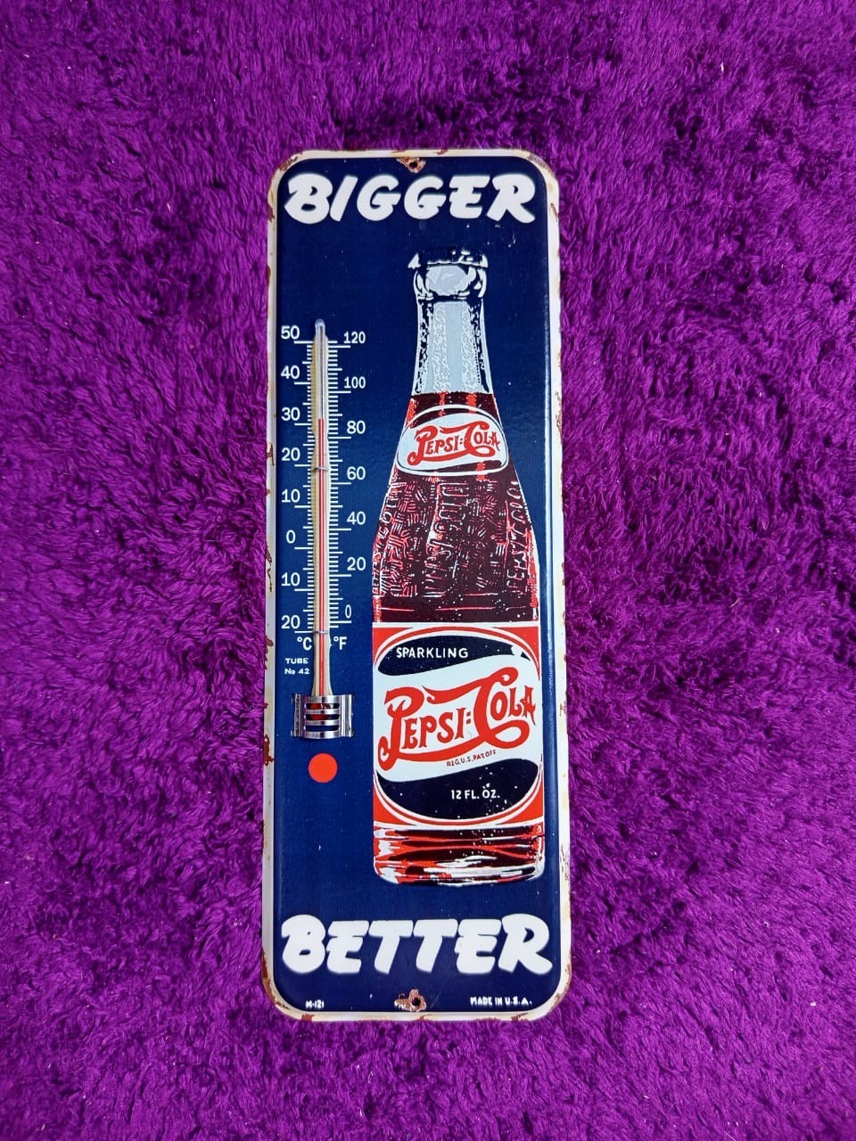 Rare Vintage Style Pepsi-Cola Metal Thermometer Sign Retro Home Wall Decor 11.5"