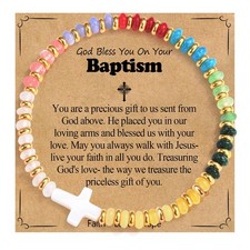 Baptism Gifts for Girls- Baptism Cross Bracelet Christening Decorations Jewel...