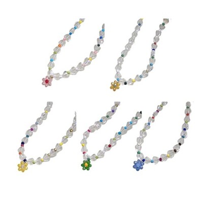 Flower Charm Choker Hand-making Neck Jewelry Artificial Crystal Material