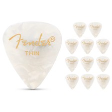 Fender 351 Premium Celluloid Guitar Picks  12-Pack Medium White Moto Thin