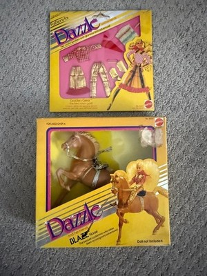 1982 Mattel Dazzle Blaze Horse Palomino & 1981 Outfit #5365 Golden Gear West NEW