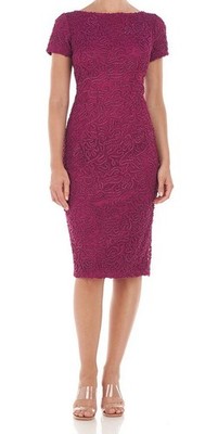 JS COLLECTION MELANIE SHEATH DRESS EMBROIDERED ABSTRACT BOYSENBERRY SIZE 10 US