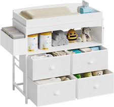 Baby Changing Table with Storage, Changing Table Dresser, Diaper Changer Crib Sl