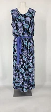 Blair Floral Stretch Round Neck Sleeveless Sheath Maxi Dress SZ L Elastic Waist