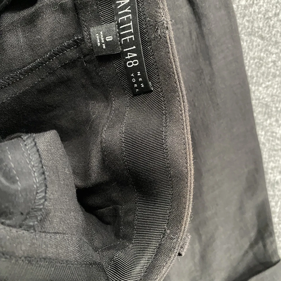 Pantalones Cortos Lafayette 148 Mujer 0 Negro Lino Cinturón Plisado Tiro Alto Clásico Preppy Foto 3 de 4