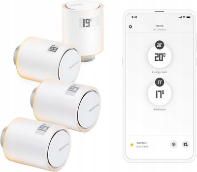 Netatmo NBU-4-NAV-EU Smart-Heizkörperthermostat-Aufsatz, 4 Stück