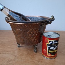 Vintage Antique Victorian Hammered Copper Planter Plant Pot Feet Wine Ice Bucket