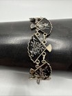 VTG STERLING ORIENTAL MOTIF DIAMOND CUT FAN LINK BRACELET. 17.8 GRAMS. ARTIST SK — photo 5