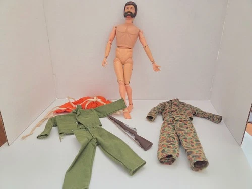 Vintage 1960s GI Joe Soldier and Accessories, Made in the USA, Japan, Hong Kong