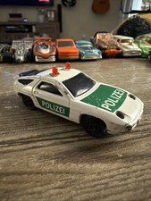 1980s Majorette Sonic Flashers Porsche 928 Police Polizei White Green Hood Rare