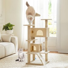 54-inch Indoor Cat Tree Tower Multi-Level Pet House Large Cats W/ 2 Condos