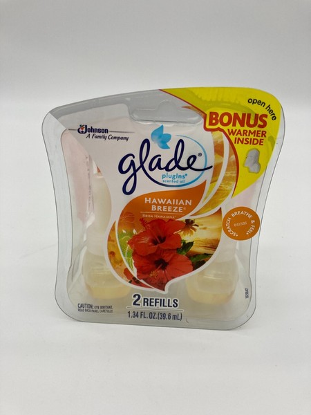 Glade Plugins Hawaiian Breeze 2 recambios de aceite perfumado y 1 calentador 1,34 OZ
