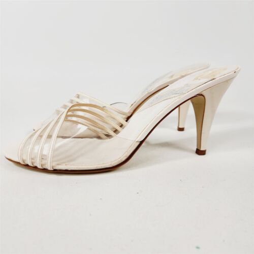 Tacones vintage Sugar Babies blancos y transparentes hechos en Italia para mujer talla 9 B - Imagen 4 de 7