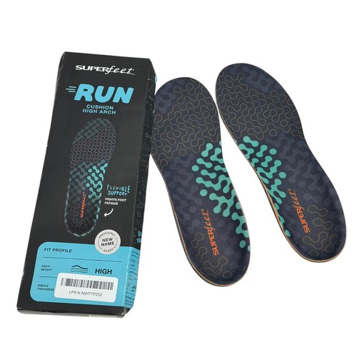 SUPERFEET Size E RUN Cushion High Arch Stability Sz 9.5-11 Mens/ 10.5-12 Women’s