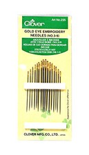 Clover Embroidery Needles Gold Eye Size 3/9