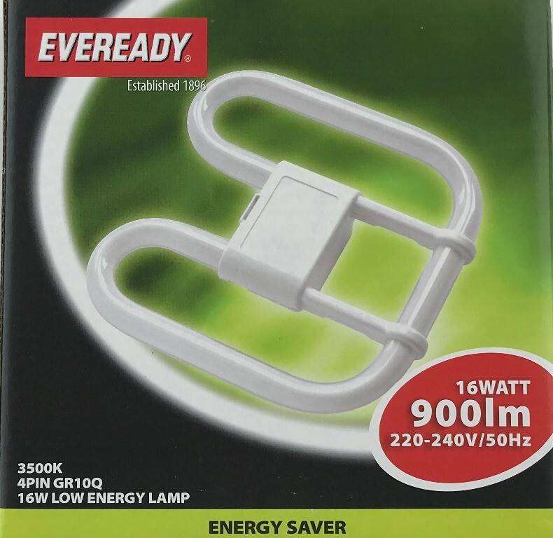 EVEREADY  16W 4 pin White 2D cc 3500k 16 Watt PLQ CFL SQUARE  S711