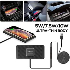 10W Car Wireless Charger Pad Phone Fast Charging Mat Non-Slip For iPhone Samsung