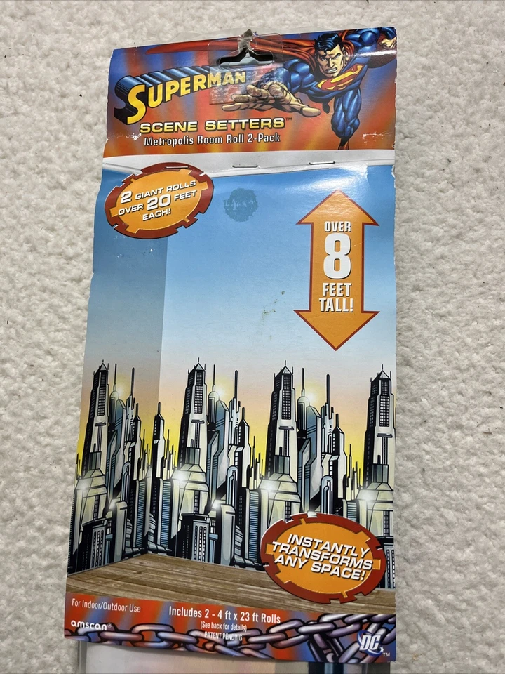 Superman DC SCENE SETTER Sala de Fiesta Rollo Suministros Decoración Skyline NUEVO 8 Pies Foto 2 de 4