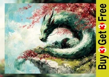 Mythic Dragon Cliff 5"x7" Print on Matte Paper | Fantasy Oil Dragon Art Print