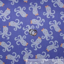 BonEful Fabric FQ Cotton Quilt Purple Pink Octopus Beach Girl Bow Boy Ocean Mask