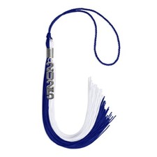 Endea Graduation Royal Blue/White Tassel With Silver Stacked Date Drop