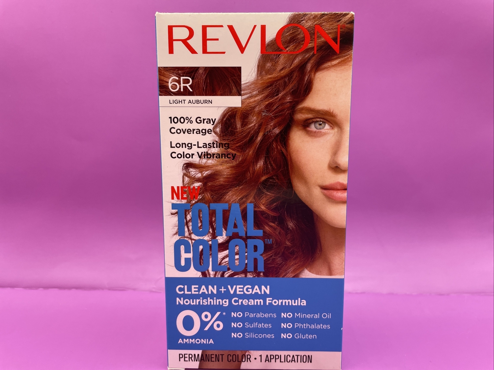 1 Ct Revlon Total Color Clean & Vegan 6R Light Auburn Permanent Hair Dye Cream