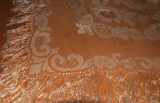 Alte Tischdecke Tischwäsche Spitze mit Fransen 180 x 150 cm (11900)