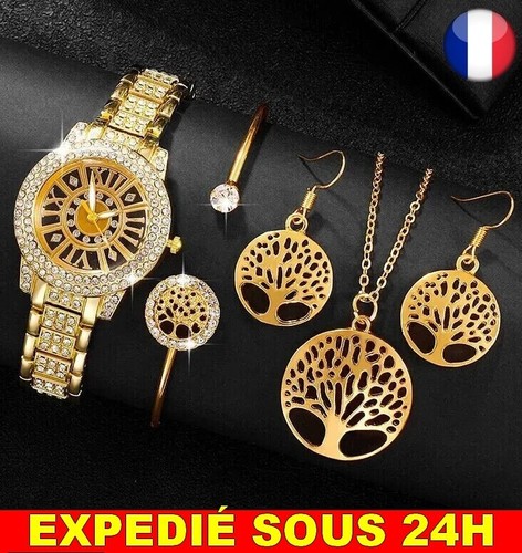 XFSRG Set Bijoux Femme Multicouche - Collier Bracelet Boucles D'Oreilles, Parure Élégante Ajustable Cadeau Mariage 