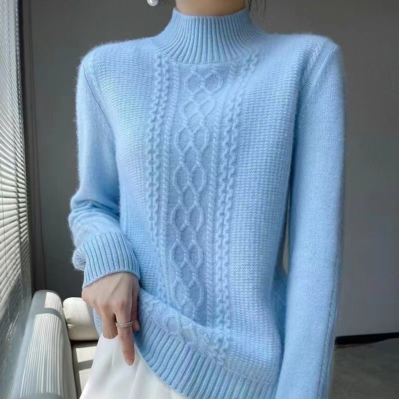 Maglione Chunky Da Donna Con Collo Alto Spesso Pullover Top - Foto 4