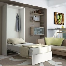 Letto singolo Bea a scomparsa bianco L 98 x H 218 P41cm / P209cm aperto